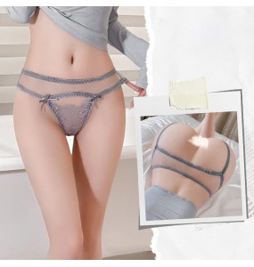 FEE ET MOI - Sexy Lace Open-Crotch Panties (Gray)